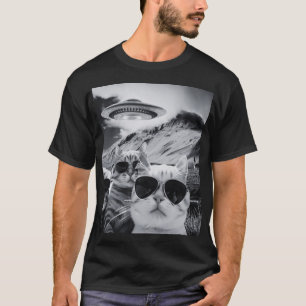 Camiseta Selfie de gatos con Alien UFO regalos graciosos de