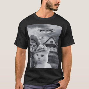 Camiseta Selfie de gatos con Alien UFO regalos graciosos de