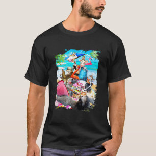 Camiseta Selfie de grupo en la playa Perezoso Gato Ajolote