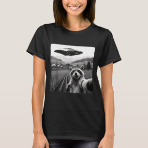 Camiseta Selfie de mapache con alienígena ovni divertido ma
