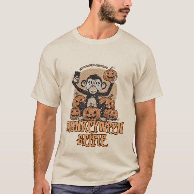 Camiseta Selfie de Monkeyween – Halloween Vintage (Anverso)