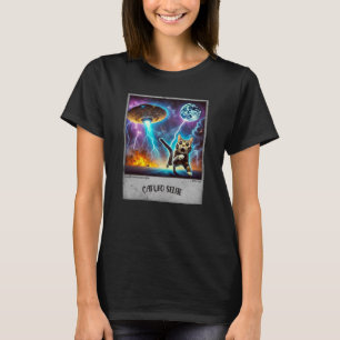 Camiseta Selfie de OVNI de gato: Kitty asustado (camiseta d