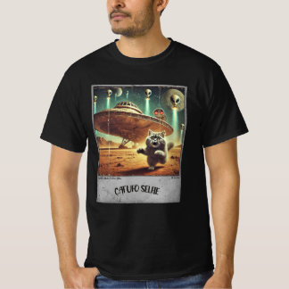 Camiseta Selfie de OVNI de gato: Kitty asustado (camiseta m