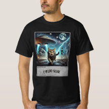 Selfie de OVNI de gato: Kitty asustado (camiseta m