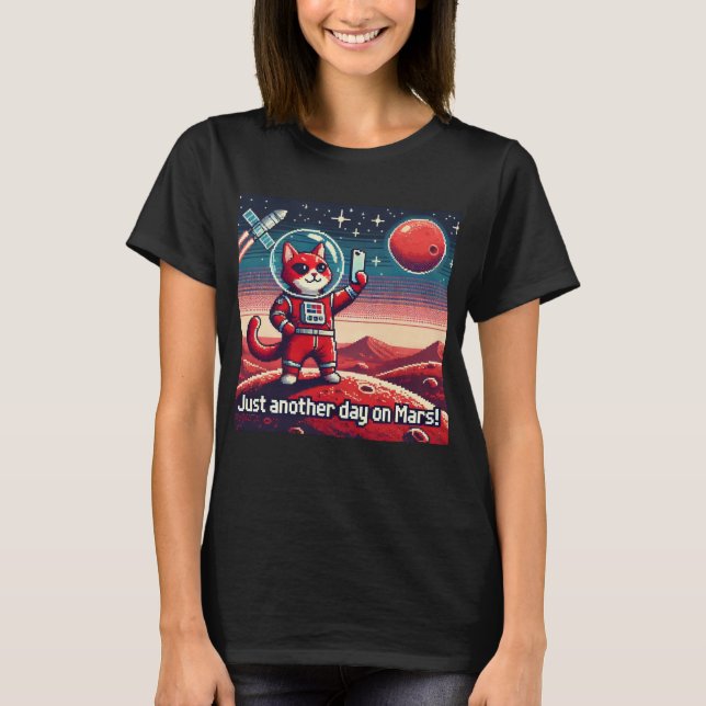 Camiseta Selfie de OVNI de gato: Planeta Rojo (otro día en  (Anverso)
