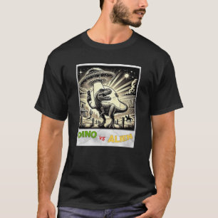 Camiseta Selfie de OVNI Dino: Dino vs Alien (camiseta mascu