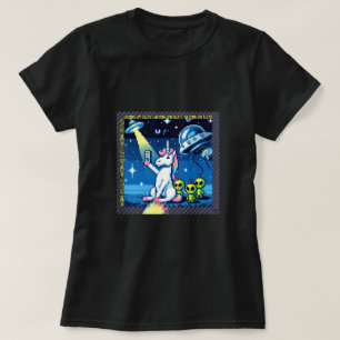 Camiseta Selfie de OVNI unicornio: Tierra cuadrada (arte de