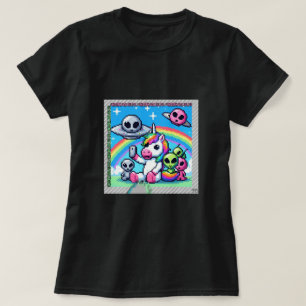 Camiseta Selfie de OVNI unicornio: Tierra cuadrada (arte de