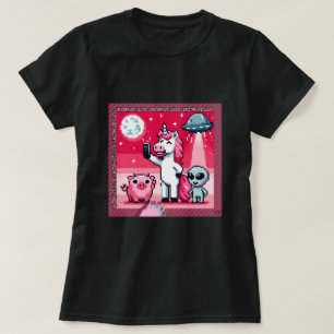 Camiseta Selfie de OVNI unicornio: Tierra cuadrada (arte de