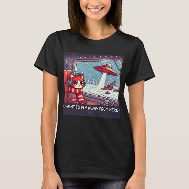 Camiseta Selfie de OVNIS: Planeta Rojo (quiero volar lejos) (Anverso)