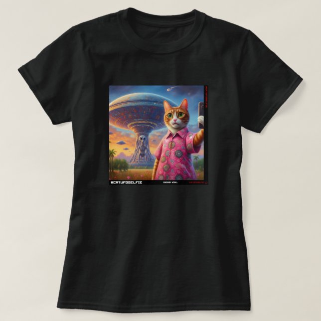 Camiseta Selfie de OVNIS: Regalo Del Gatito #02 (Diseño del anverso)