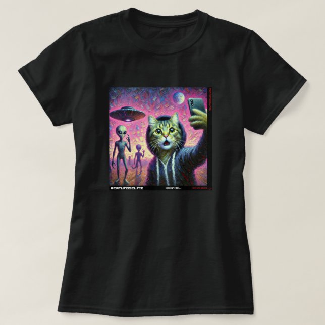Camiseta Selfie de OVNIS: Regalo del Gatito #05 (Diseño del anverso)