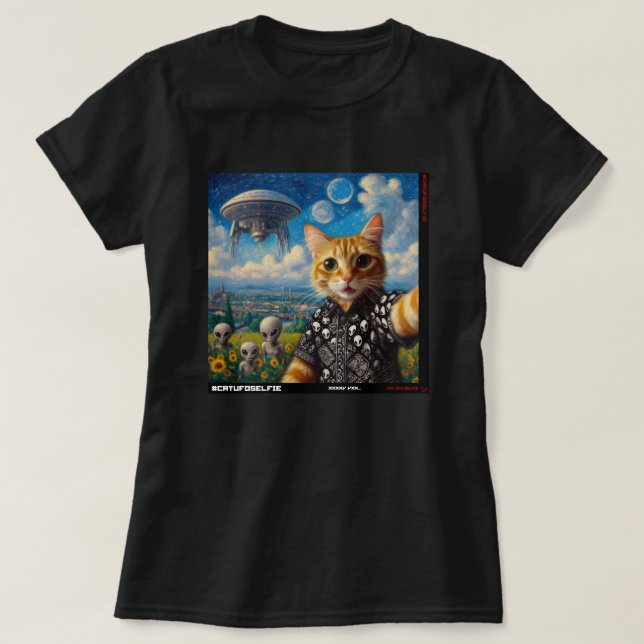 Camiseta Selfie de OVNIS: Regalo del Gatito #09 (Diseño del anverso)