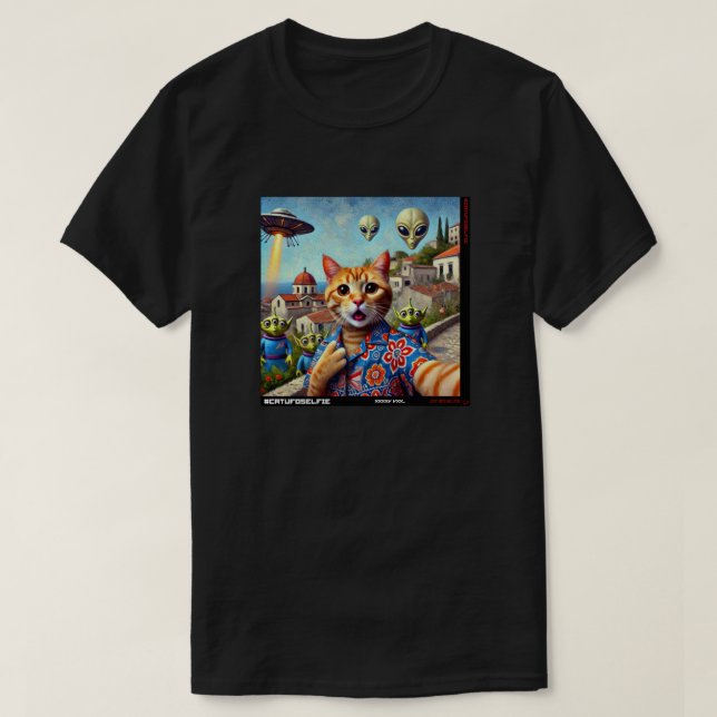 Camiseta Selfie de OVNIS: Regalo del Gatito #10 (Diseño del anverso)