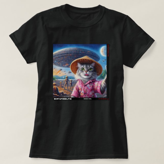 Camiseta Selfie de OVNIS: Regalo Del Gatito #11 (Diseño del anverso)