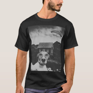 Camiseta Selfie de perro con OVNI alienígena regalos gracio