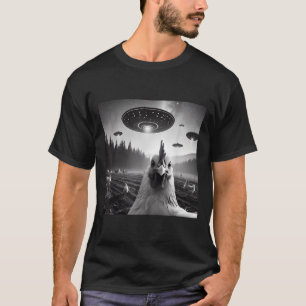 Camiseta Selfie De Pollo Con Alien Ufo Tee Graciosos Regalo