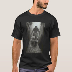Camiseta Selfie de pollo con hombre lobo divertido