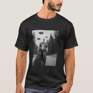 Camiseta Selfie de pollo con ovni alienígena, granja de ovn