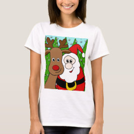 Camiseta Selfie de Santa y Rudolph