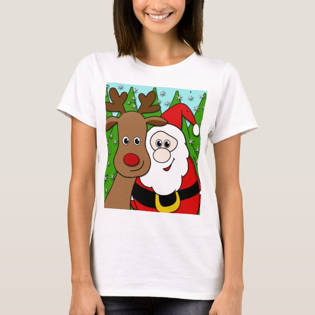 Camiseta Selfie de Santa y Rudolph (Anverso)