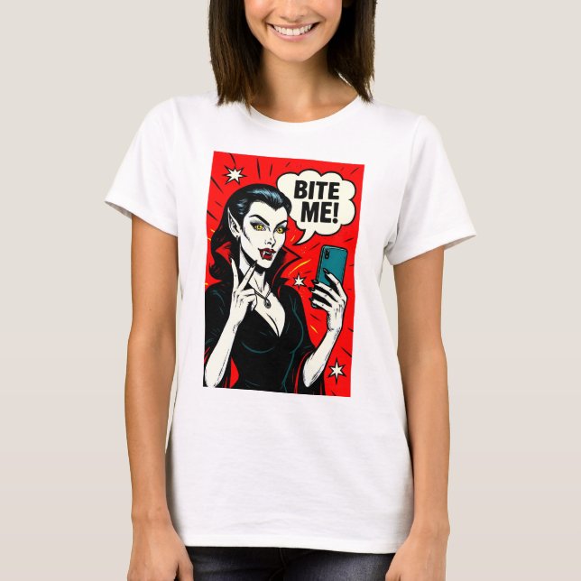 Camiseta Selfie de vampiro sexy - Arte pop clásico (Anverso)