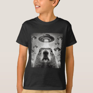 Camiseta Selfie Divertida de Marmota con Ovnis Alien Marmot