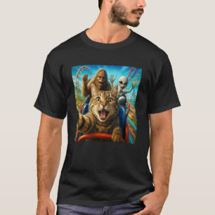 Camiseta Selfie divertido de gato con montaña rusa de pie g
