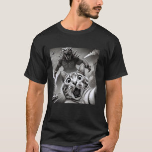 Camiseta selfie divertido gato sorprendido humor kaiju edif