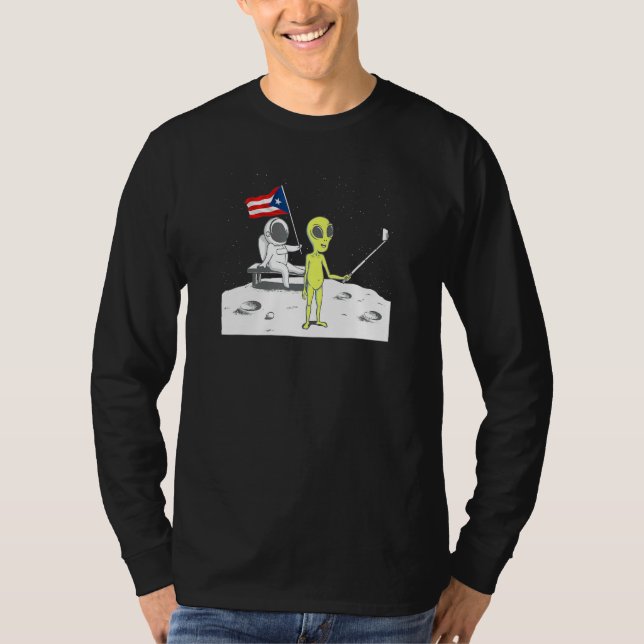 Camiseta Selfie espacial Boricua estilo retro Alien Selfie (Anverso)