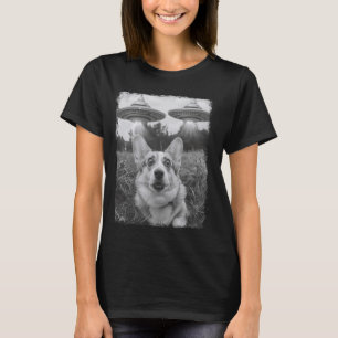 Camiseta Selfie extraterrestre de OVNI de perro de Corgi