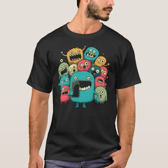 Camiseta Selfie Grupo de Monstruos Silly Face Group (Anverso)