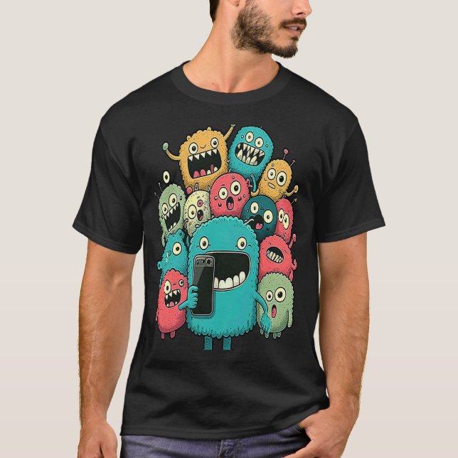 Camiseta Selfie Grupo de Monstruos Silly Face Group (Anverso)