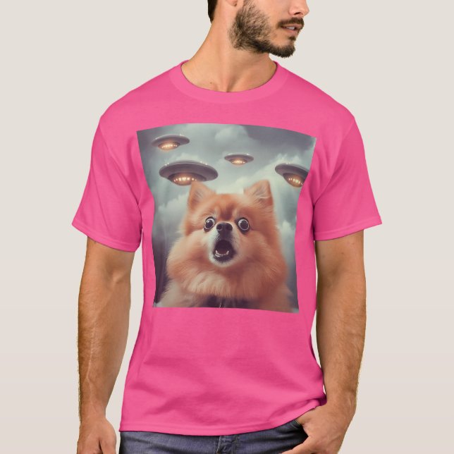 Camiseta Selfie Pomeraniano Con Gráfica Impresa Extraña De  (Anverso)