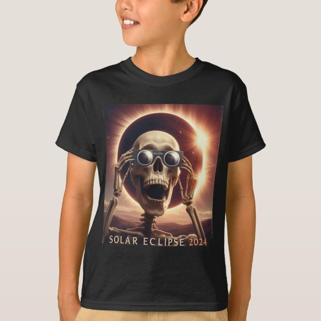 Camiseta Selfie Skeleton Kids Eclipse solar de los hombres (Anverso)