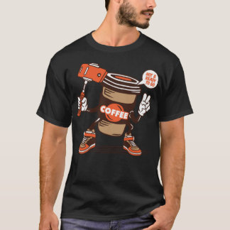 Camiseta Selfie una taza de café caliente para ir