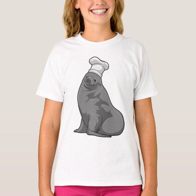 Camiseta Sellar como cocinar con el gorra del chef (Anverso)