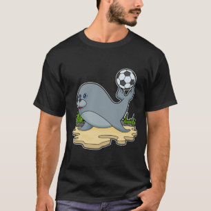 Camiseta Sellar como jugador de fútbol con fútbol