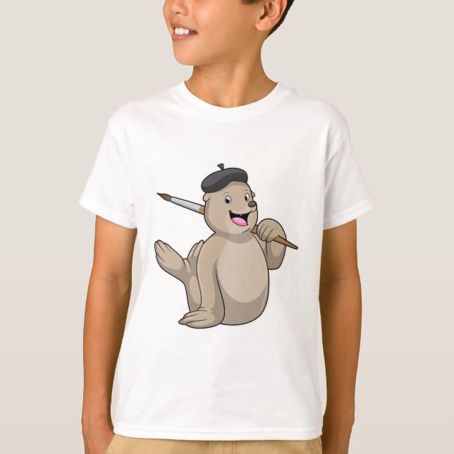 Camiseta Sellar como pintador con pincel de pintura (Anverso)