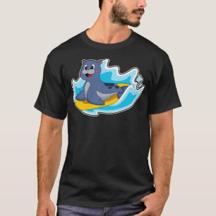 Camiseta Sellar como surfista con tabla de surf