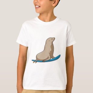 Camiseta Sellar como surfista con tabla de surf