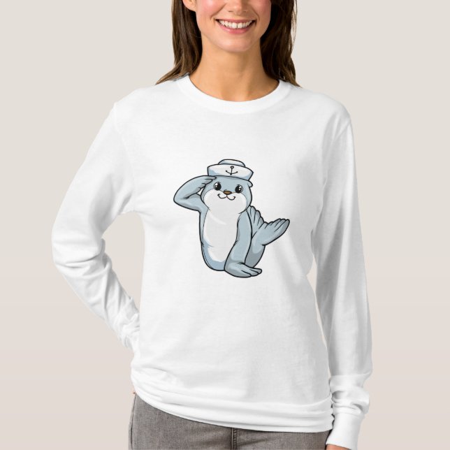 Camiseta Sello como marinero con gorra de marinero (Anverso)