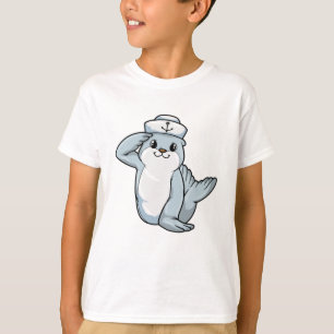 Camiseta Sello como marinero con gorra de marinero
