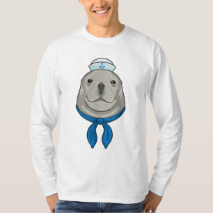 Camiseta Sello como marinero con gorra de marinero
