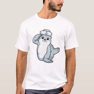 Camiseta Sello como marinero con gorra de marinero