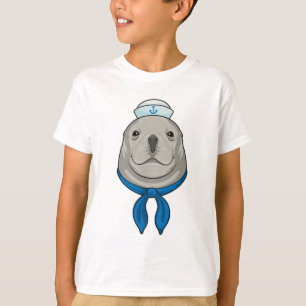 Camiseta Sello como marinero con gorra de marinero