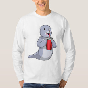 Camiseta Sello con taza de bebida