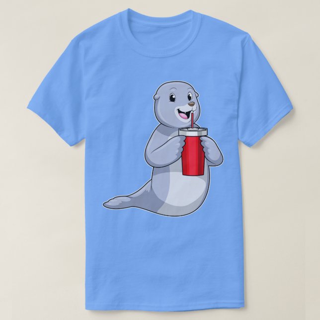 Camiseta Sello con taza de bebida (Diseño del anverso)