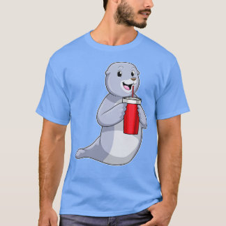 Camiseta Sello con taza de bebida