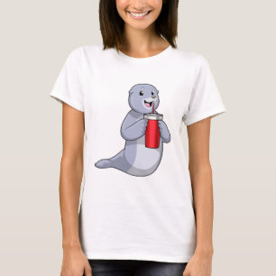 Camiseta Sello con taza de bebida